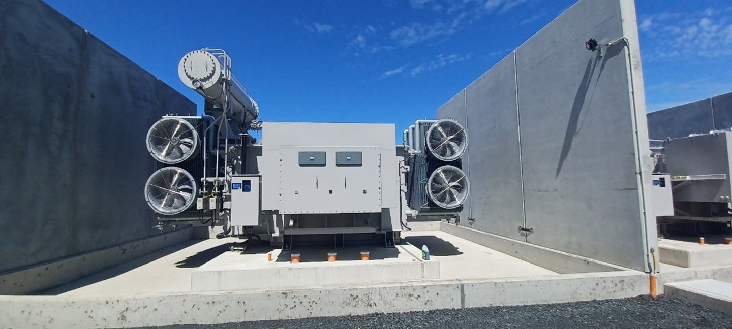 One of the new transfomers at the upgraded Green Island Zone Substation.