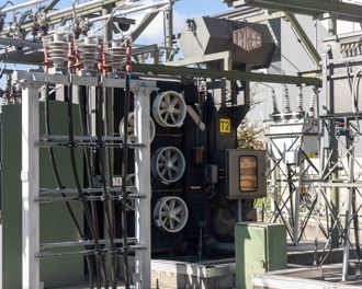 Photo shows electricity infrastructure at a substation in Central Otago
