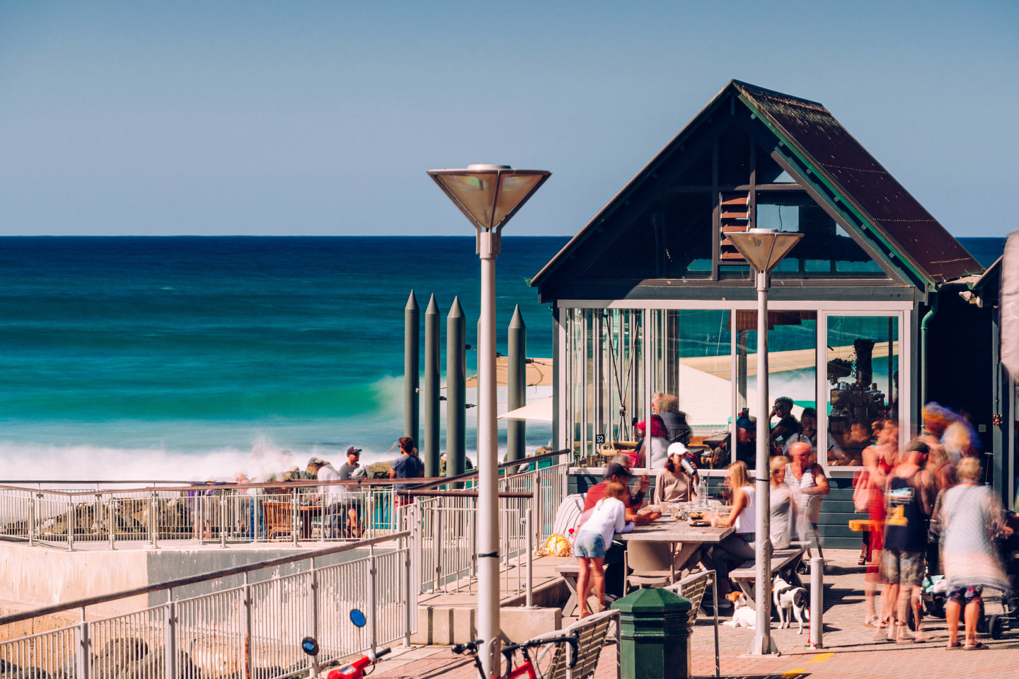 Cafe with ocean in the background