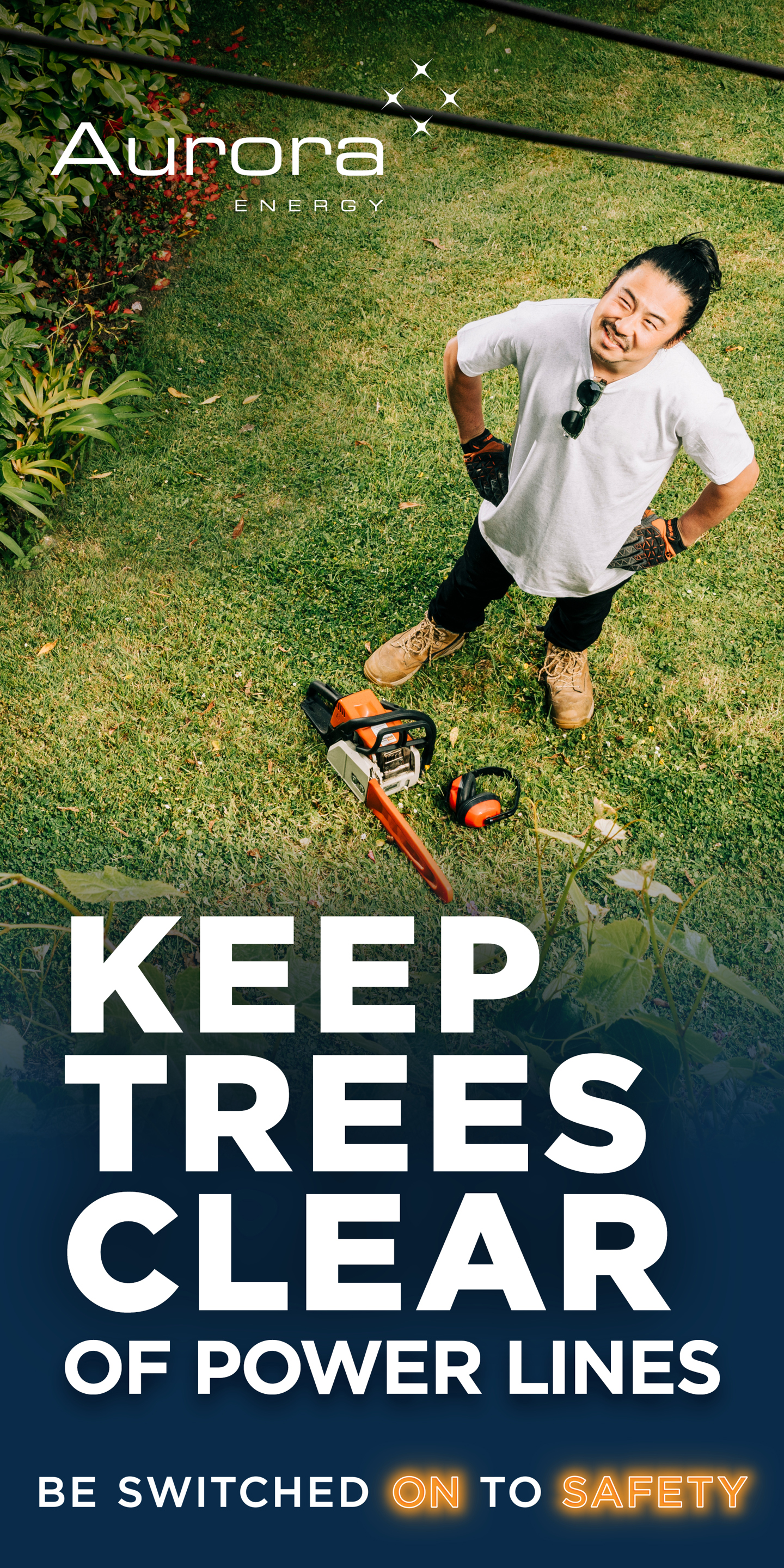 Keep trees clear of power lines 
Be switched on to safety