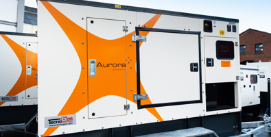 Photo of an Aurora Energy branded mobile generator.